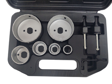 Otwornica do płytek zestaw otwornic 8 wolframowych do glazury wolframowe otwornica płytek wolframowa 8 PIECE CARBIDE GRIT EDGED HOLESAW SET masonry hole saw zdjęcie nr 2