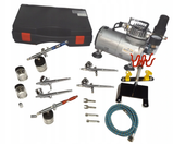Zestaw 6 aerografów kompresor bez butli 20C stojak wężyk TG-612
