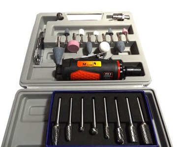 Mini szlifierka 1/4" pneumatyczna Kit AT7032BK trzpieniowa + 8 sztuk frezów HM widiowych do metalu zdjęcie nr 3