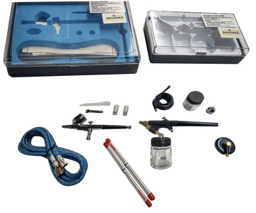 Zestaw aerograf AB-130K + AB-138 0,8mm z regulacja ciśnienia do aerografii dysze 0,2 0,3 0,5 0,8 AB130K AB 130K AB138 AB 138 zdjęcie nr 2