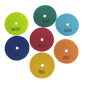 Zestaw 7 sztuk Tarcza diamentowa rzepik na sucho 100 mm gr 50-3000 szare szlifowania gres gresu kamień granit poler polerowania  polerska  fazowania G50 G100 G200 G400 G800 G1500 G3000