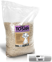 Żwirek Tosia 15 KG Pellet drewniany Ściółka do kuwety + Paclan Expert reklamówki na rolce jednorazówka 5 kg 6,7 mic