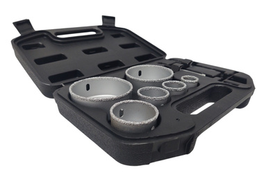 Otwornica do płytek zestaw otwornic 8 wolframowych do glazury wolframowe otwornica płytek wolframowa 8 PIECE CARBIDE GRIT EDGED HOLESAW SET masonry hole saw zdjęcie nr 3