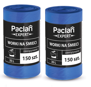Worki na śmieci 35l 300 szt Paclan Expert zawiązywane mocne nie pękające 2 rolki zdjęcie nr 1