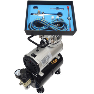 Kompresor z butlą kompresor do aerografu oryginał TC-20T + Aerograf AB136K AB 136K AB-136K bez logo super jakość do aerografii mini Airbrush compressor zdjęcie nr 15