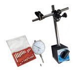 Końcówki przedłużki czujnika zegarowego 22el.+ czujnik zegarowy 10mm magnetyczny + statyw w walizce