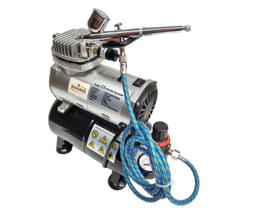 Aerograf AB-130 0,3 + kompresor mini z butlą TC-20T areograf malarski do malowania AB130 AB 130 butla zdjęcie nr 3