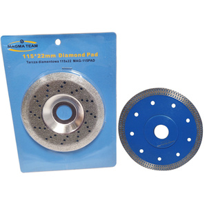 Tarcza diamentowa  do cięcia 125mm zgrzewana na gorąco niebieska Hot Press Blue + tarcza diamentowa MAGMA 115 PAD electroplate gr 120 CONVEX wypukły karton zdjęcie nr 1