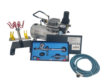 AEROGRAF AB130 Z DYSZĄ 0,2, 0,3 + MINI KOMPRESOR 4BAR + STOJAK AB-130 AB 130 zdjęcie nr 8