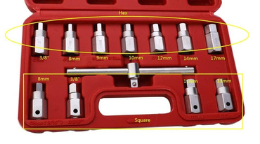 Klucze do korków do oleju 12 cz. zestaw kluczy samochodowe Set Combination Socket Wrench Tools Set 1/2"&1/4" 12 elementów C1006 LT-A1151 1001C YC-02037 zdjęcie nr 13