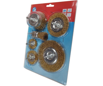 Zestaw szczotek na wiertarkę szczotka szczotki kpl 6szt mosiądzowane trzpieniowe zdjęcie nr 3