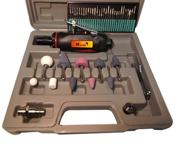 Mini szlifierka 1/4" pneumatyczna Kit AT7032BK trzpieniowa + zestaw frezów trzpieniowych 3mm GPS30 zdjęcie nr 2