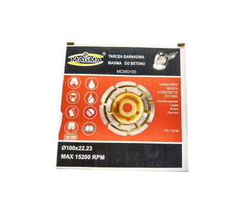 Tarcze diamentowe garnkowe 100mm x 22,2 segmentowa dwurzędowa turbo 100x22,2 Magma Tarcze do szlifowania betonu garnkowa 100x22 zestaw zdjęcie nr 4