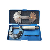 Mikrometr noniuszowy analogowy 0-25 zewnętrzny + grzebień do gwintów