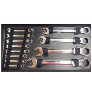 Klucze płasko oczkowe 6-32 z grzechotką łamane 22 ele łamanych zestaw kluczy zdjęcie nr 10