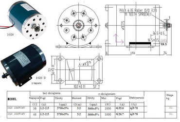 Silnik 36V 1000W 1020 DC elektryczny prądu stalego zdjęcie nr 5