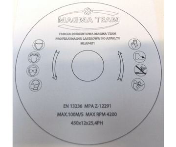 Tarcza diamentowa laserowa 450mm do cięcia asfaltu MLAP451 laser Magma MLAP 450x25,4 450 x 25,4 450x25,4mm zdjęcie nr 5
