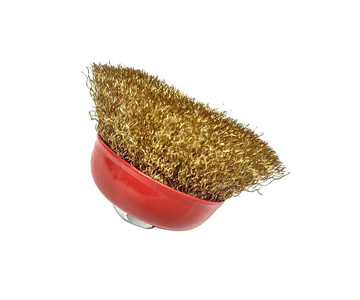 Szczotka doczołowa druciana z drutu mosiądzowanego 75mm 75xM14 garnkowe złote Angle Grinder mosiądzowana miedziowana crimped wire SPAZZOLA FERRO MORBIDA SC-98102 75xM14 75M14 75 M14 zdjęcie nr 5