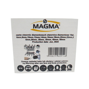 Zestaw otwornic diamentowych otwornice diamentowe 15el. 6mm, 8mm, 10mm, 12mm, 14mm, 16mm, 18mm, 20mm, 22mm, 25mm, 26mm, 28mm, 30mm, 40mm, 50mm profesjonalny zestaw zdjęcie nr 5
