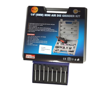Mini szlifierka 1/4" pneumatyczna Kit AT7032BK trzpieniowa + 8 sztuk frezów HM widiowych do metalu zdjęcie nr 4