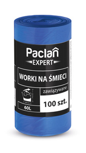Worki na śmieci 60l 300 szt Paclan Expert zawiązywane mocne nie pękające 3 rolki zdjęcie nr 2
