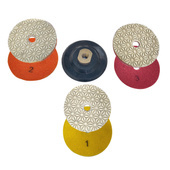 Zestaw 3 Tarcz diamentowa rzepik na mokro 3 stopnie 100 mm #1 #2 #3 kwiatek szlifowania gres gresu kamień granit poler polerowania polerska dysk polerski + dysk 100 wzmocniony rzep