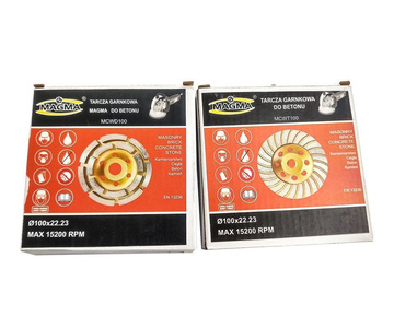 Tarcze diamentowe garnkowe 100mm x 22,2 segmentowa dwurzędowa turbo 100x22,2 Magma Tarcze do szlifowania betonu garnkowa 100x22 zestaw zdjęcie nr 2
