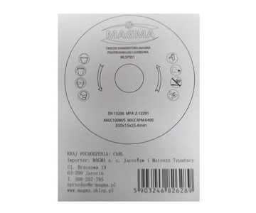 Tarcza diamentowa laserowa do betonu MAGMA 350 x 15 x 25,4 MLSP351 350mm kamień polny MLSP 350x25,4 350 x 25,4 350x25,4mm zdjęcie nr 4