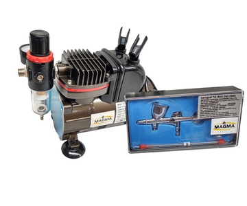 Zestaw do malowania kompresor do aerografów TC-812K ze stojakiem + aerograf AB-180 dwie dysze 0,2 0,3 Magma zdjęcie nr 3