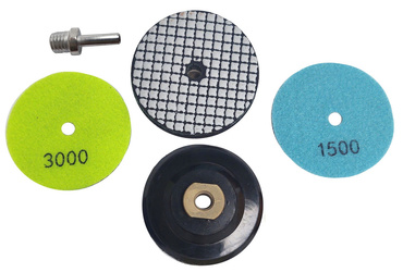 Zestaw 3 sztuk tarcza diamentowa rzepik na sucho 100mm gr 800/1500/3000 szare 3szt zestaw + dysk twardy 100mm M14 + trzpień M14 zdjęcie nr 2