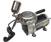 Kompresor TC09K z pistoletem lak.  K-3 z wężykiem spiralnym 1/4-1/4