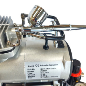 Aerograf AB130 z dyszą 0,2 I 0,3 + kompresor z butlą mini pompa powietrza sprężarka z kompresorem AB-130 AB 130 zdjęcie nr 8