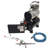 Kompresor z butlą + aerograf AB180 zestaw malarski 2 dysze aerograf cukierniczy aerografy cukiernicze AB-180