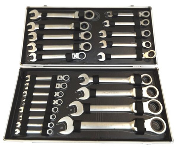 Klucze płasko oczkowe 6-32 z grzechotką łamane 22 ele łamanych zestaw kluczy zdjęcie nr 6