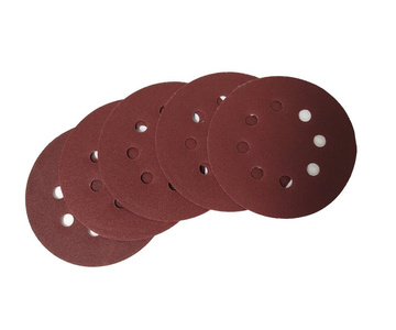 Krążki ścierne 125mm papier na rzep gr. 150 z otworami 100szt ścierny krążek samoprzylepne zdjęcie nr 4