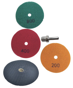 Zestaw 3 sztuk tarcza diamentowa rzepik na sucho 100mm gr 200/400/800 szare 3szt zestaw + dysk twardy 100mm M14 + trzpień M14 zdjęcie nr 2