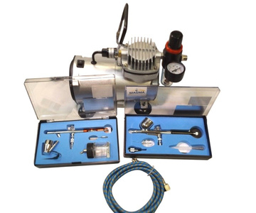 Kompresor do aerografów TC-20BK 2 aerografy TC-20B + TG125 + TG130 + wężyk TC-20 TC-20C TG-125 TG-130 zdjęcie nr 2