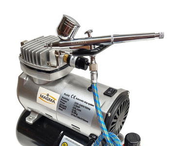 Aerograf AB-130 0,3 + kompresor mini z butlą TC-20T areograf malarski do malowania AB130 AB 130 butla zdjęcie nr 2