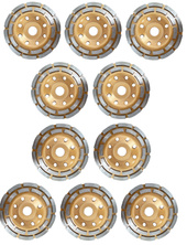 Zestaw 10 sztuk tarcz tarcza diamentowa garnkowa 125x22,2 segmentowa Dz-3 diament 3mm AJM Tools głowica do szlifowania betonu podwójny segment