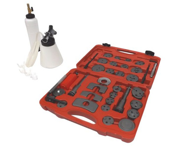 Zestaw wyciskania tłoczków hamulcowych 35 elementowy B10115A + zestaw do odpowietrzania hamulców + zarabiania przewodów hamulcowych 10el. zdjęcie nr 3