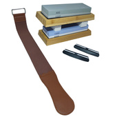 Zestaw 2 sztuk Osełka dwustronna do noży kamień szlifierski ostrzenia ostrzałka 6000/1000 2009H + osełka dwustronna do noży kamień szlifierski ostrzenia ostrzałka 400/1000 2011H + pasek skórzany skóra ekologiczna ostrzenia wygładzania