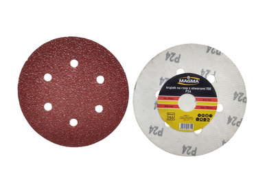 Krążki ścierne 150mm papier na rzep gr 24 z otworami 100szt ścierny krążek samoprzylepne  zdjęcie nr 1