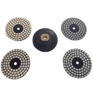 Zestaw 4 Tarcz diamentowa rzepik na sucho 100 mm TPP400 czterostopniowy Q1 Q2 F3 F4 szlifowania gres gresu kamień granit marmur poler polerowania polerska fazowania + dysk 100 wzmocniony rzep zdjęcie nr 5