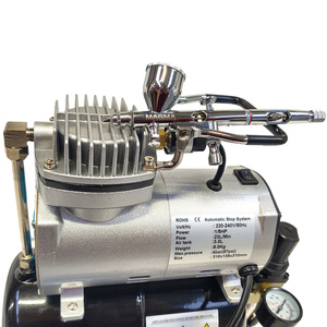 Kompresor z butlą + aerograf AB180 zestaw malarski 2 dysze aerograf cukierniczy aerografy cukiernicze AB-180 zdjęcie nr 12