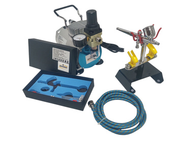 AEROGRAF AB130 Z DYSZĄ 0,2, 0,3 + MINI KOMPRESOR 4BAR + STOJAK AB-130 AB 130 zdjęcie nr 10